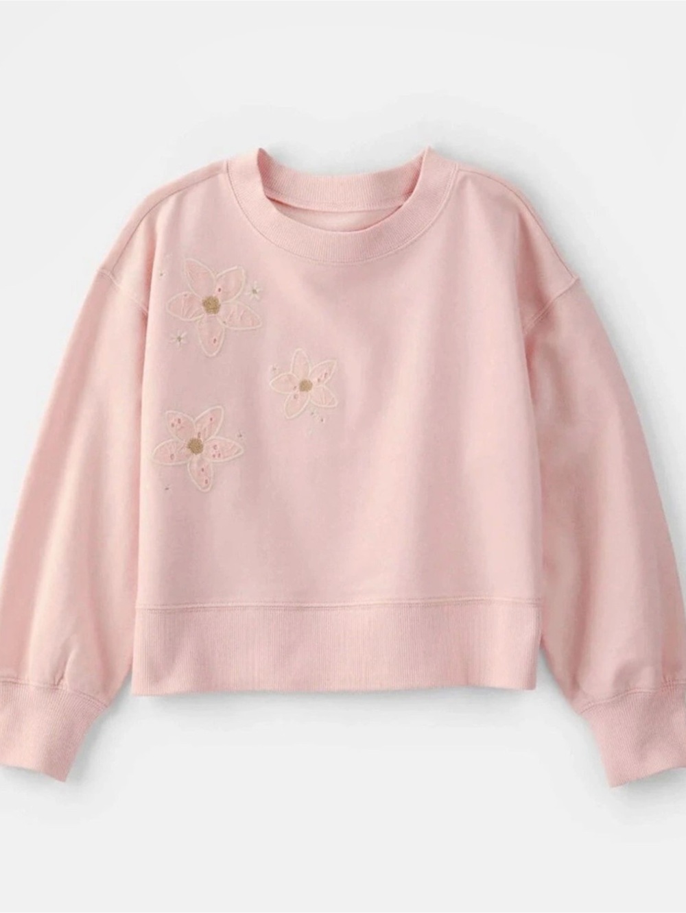 Carter's Peach Pink Flower French Terry Pullover Sweatshirt Girls 14/14A